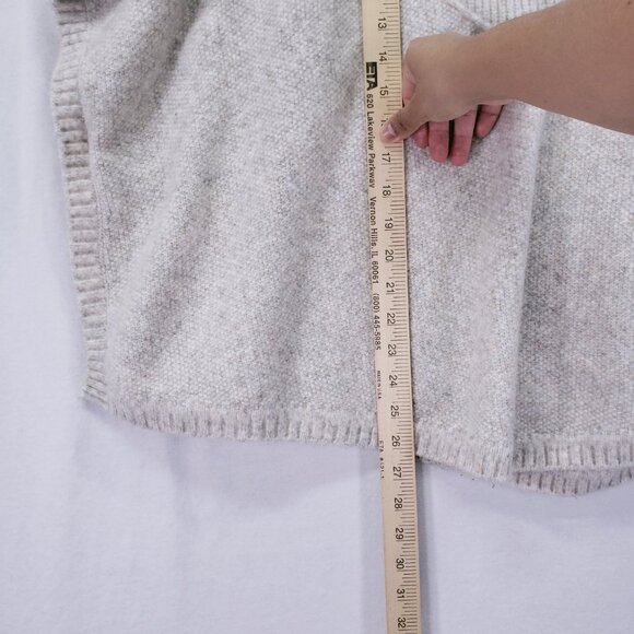 Ann Taylor LOFT Bobble Poncho Sweater Knit Oversized Wool Blend Beige M/L - Picture 7 of 11